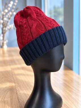 Uriah 100% Baby Alpaca Reversible Beanie Hat Unisex Cable Knit NWT